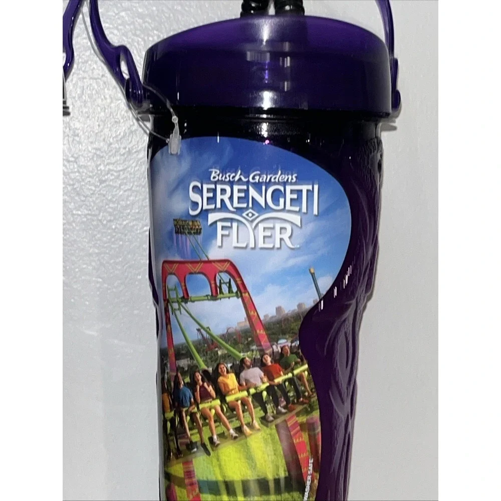 Busch Gardens Tampa Serengeti Flyer Reusable Souvenir Cup w/ Straw 2023 Lot Of 2